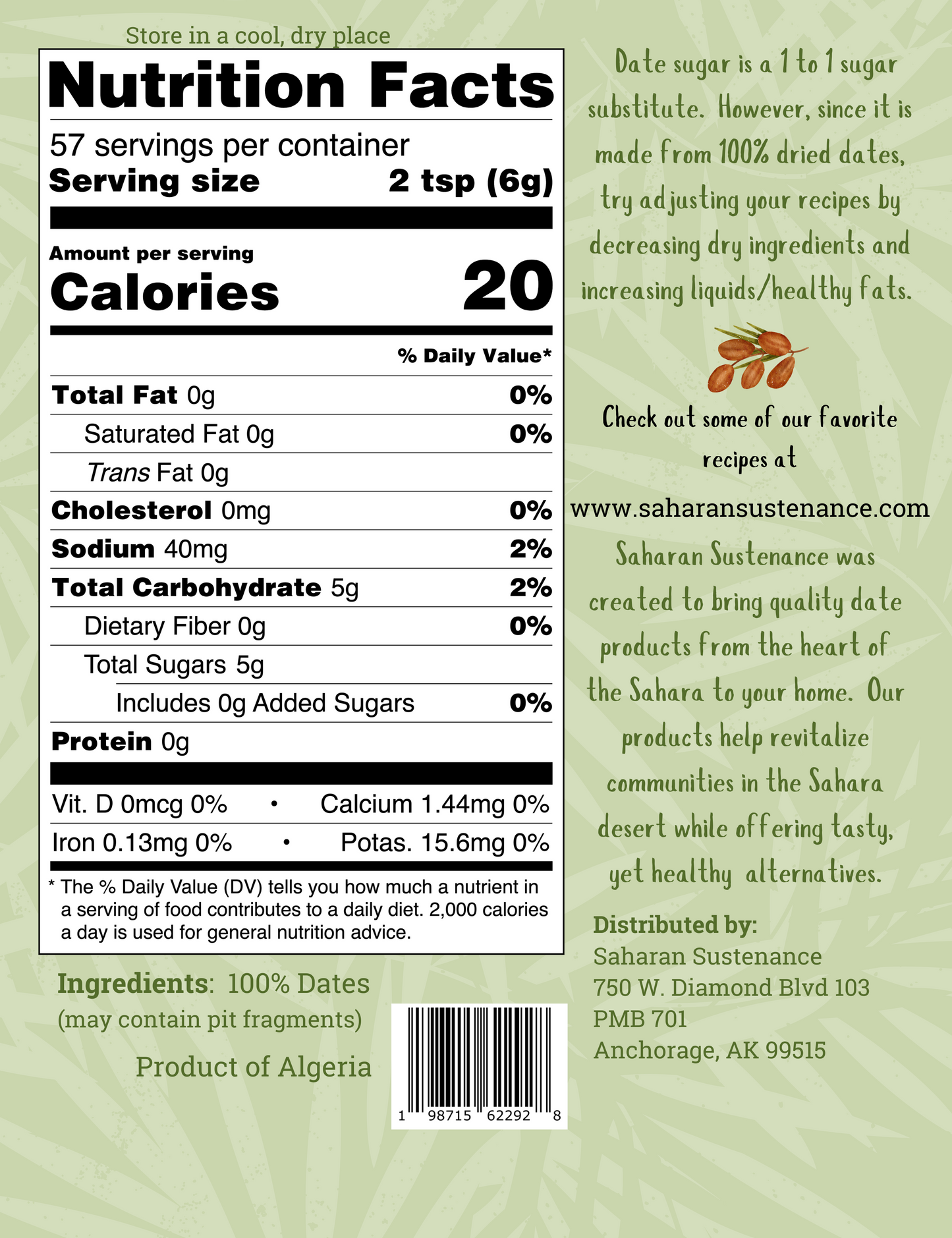 Date Sugar 12 oz (22 units)