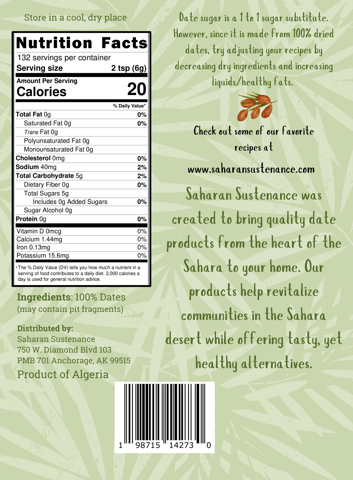 Date Sugar 28 oz (10 units)